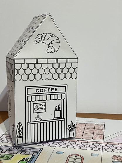 3 Printable Coloring Paper Houses |kids Crafts | Mushroom | ICE Cream| Coffee -Ppaer Crafterly
