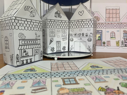 3 Printable Coloring Paper Houses |kids Crafts | Mushroom | ICE Cream| Coffee -Ppaer Crafterly